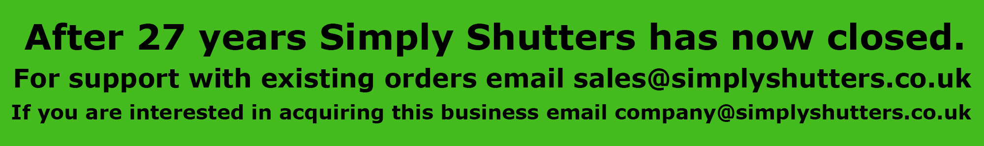 Simply Shutters announcement